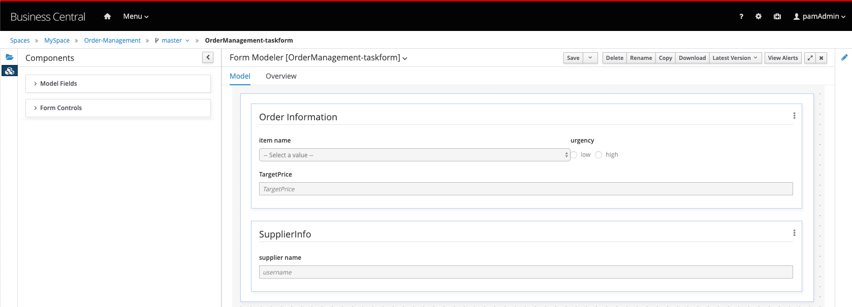 OrderManagement Task Form