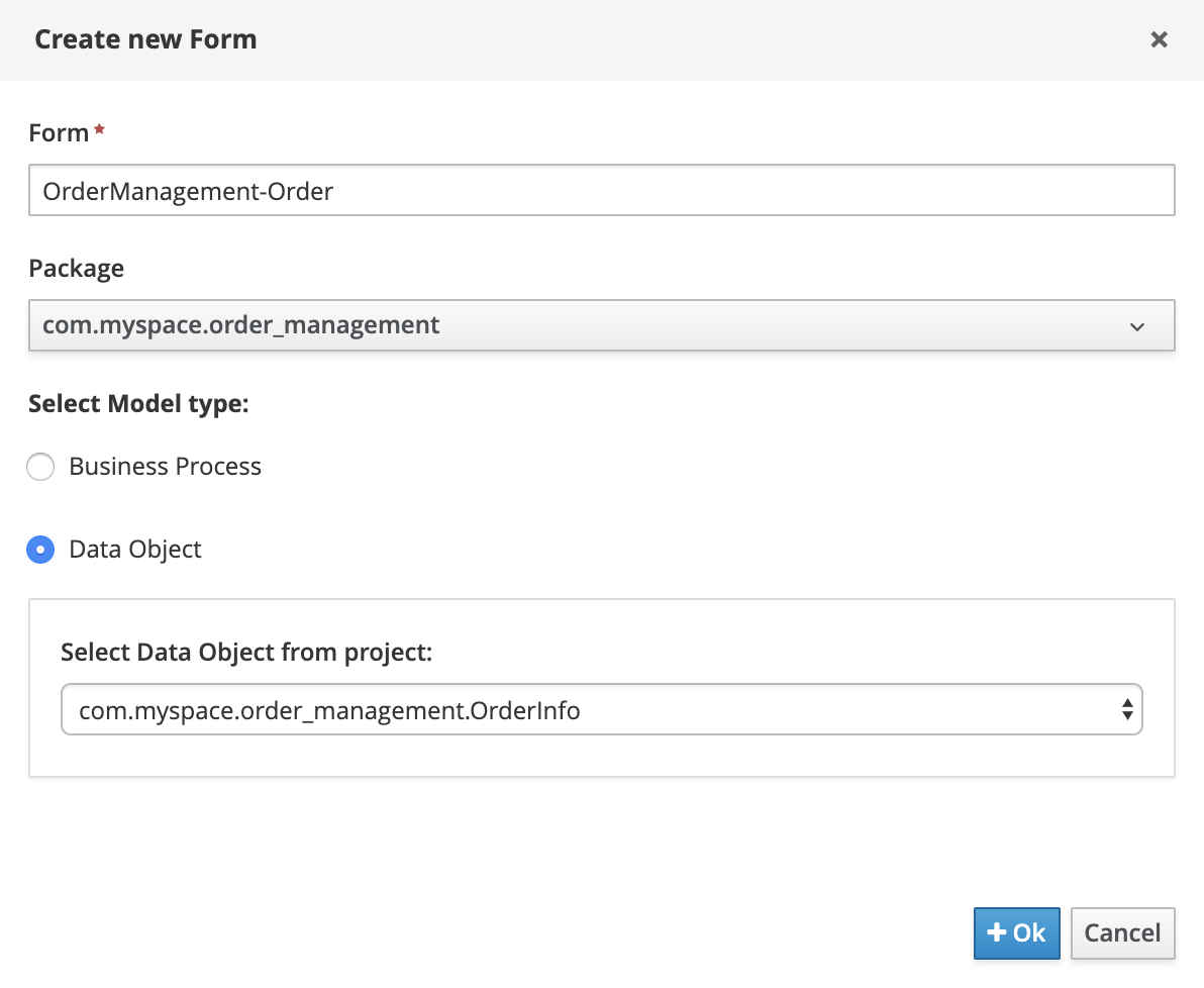 Create Order Management Order
Form