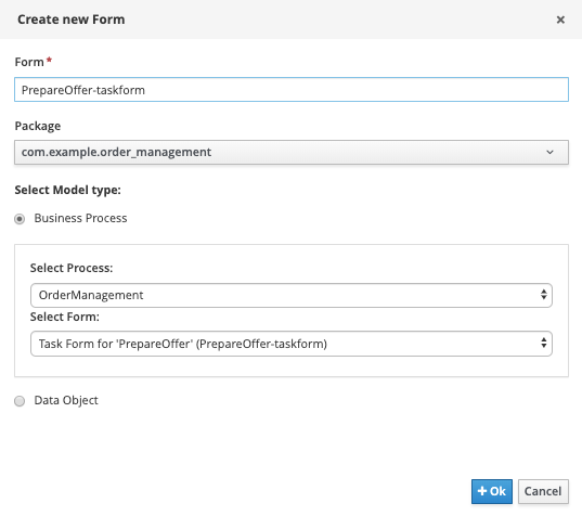 Create Prepare Offer Task
Form