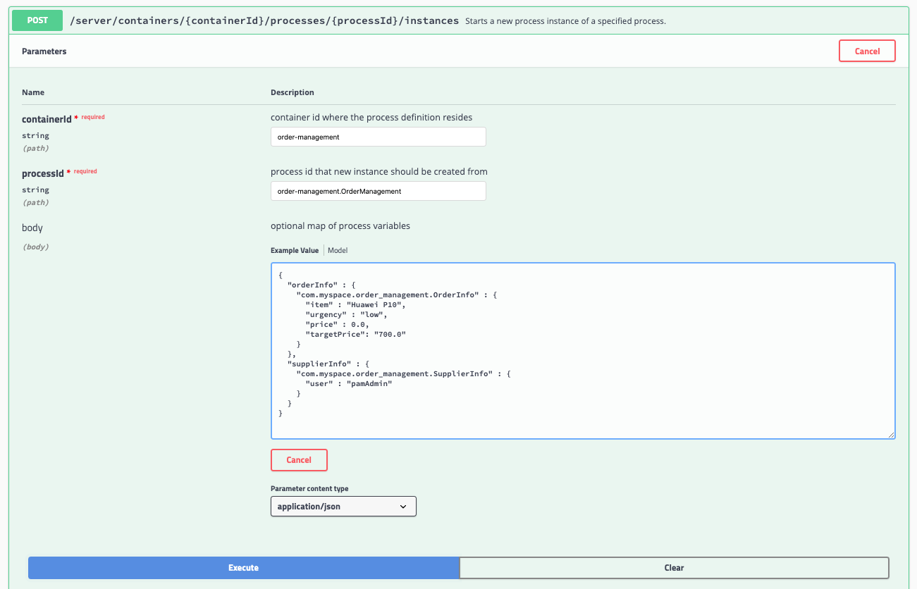 Process Instance Rest
   Request