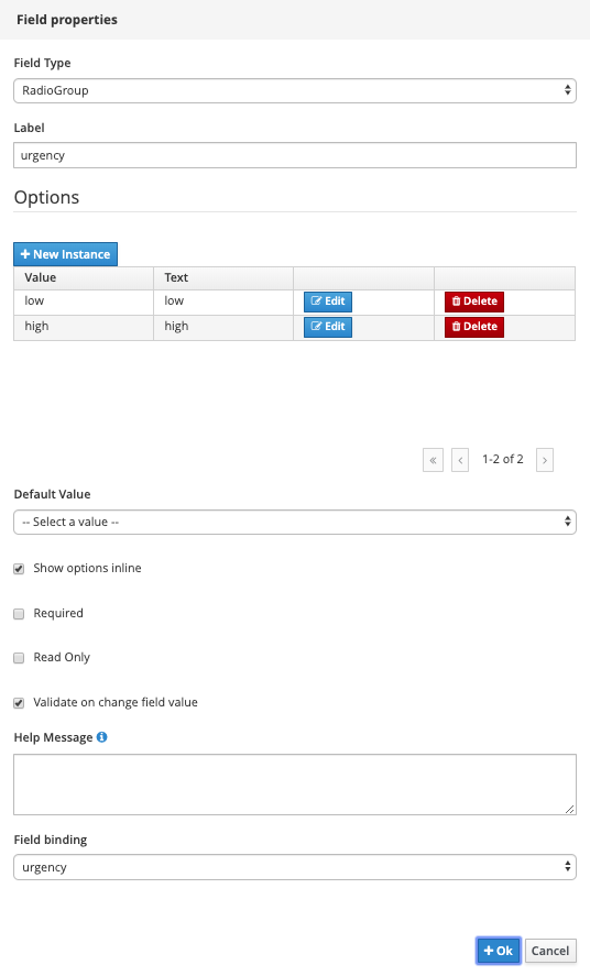 Urgency OrderManagement-Order
Field